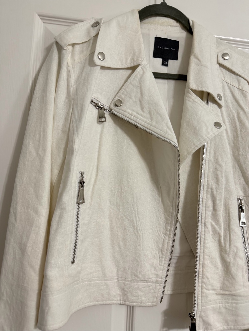 The Limited Ivory Biker Jacket with Silver Hardware - Picture 2 of 4